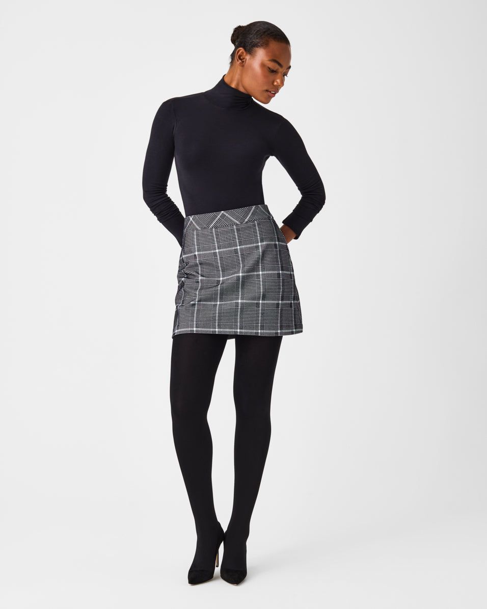 The Perfect A-line Mini Skirt, 17" in Classic Plaid Jacquard sold by SPANX