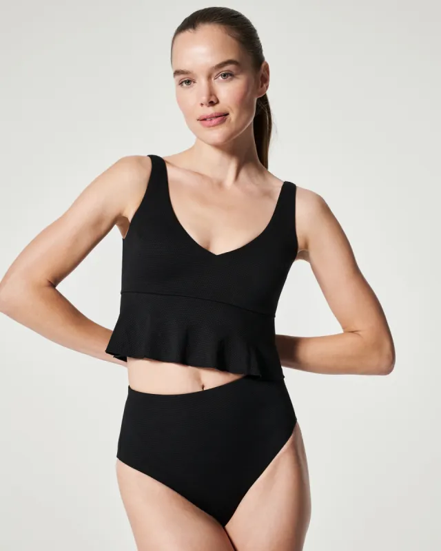 SPANXshape™ Swim Pique Longline Flounce Top sold by SPANX