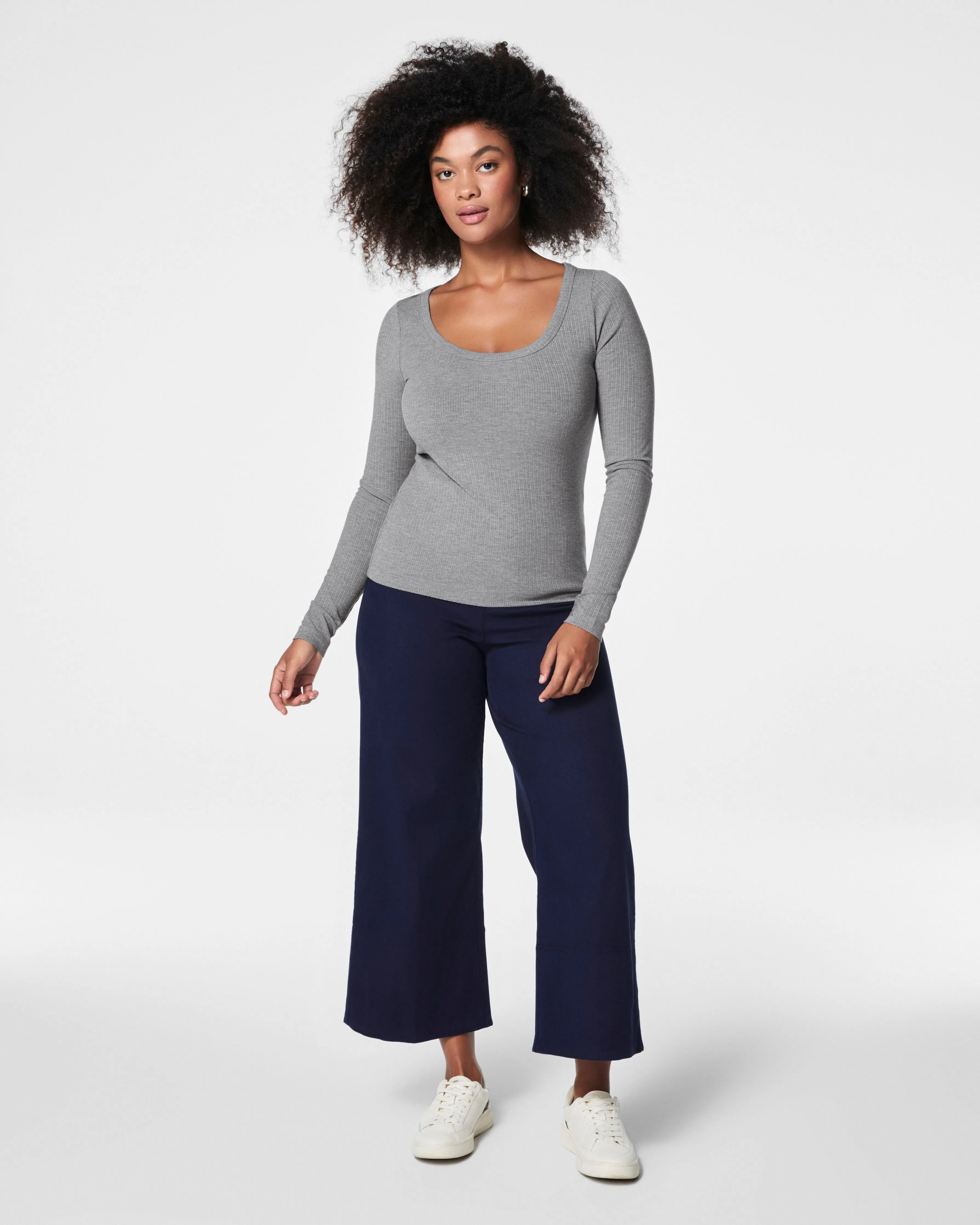 SPANX® Stretch Rib Scoop Neck Long Sleeve Tee, Grey sold by SPANX product image thumbnail 3
