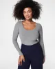 SPANX® Stretch Rib Scoop Neck Long Sleeve Tee, Grey sold by SPANX