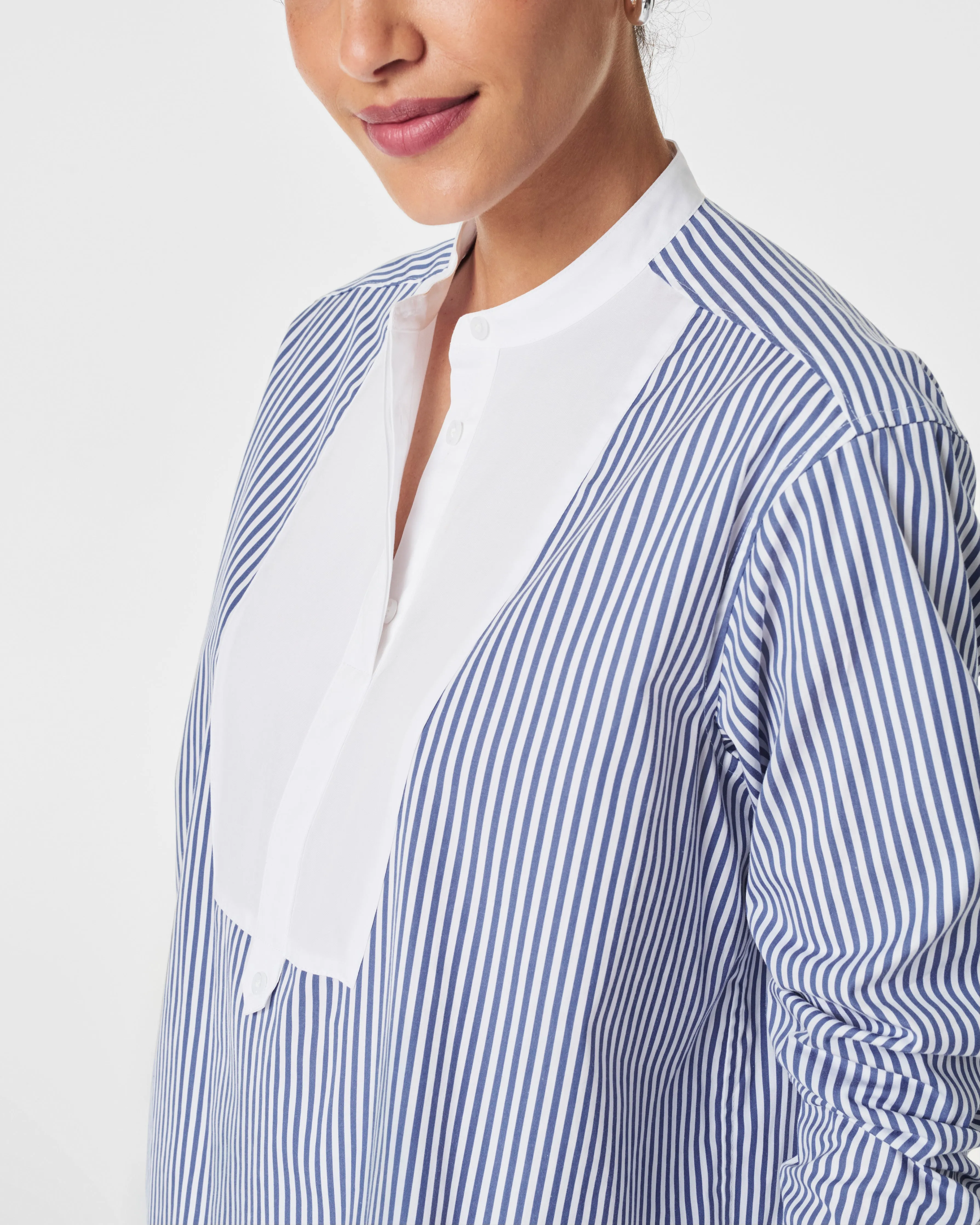 SPANX® Poplin Tuxedo Shirt, Stripe sold by SPANX product image thumbnail 3