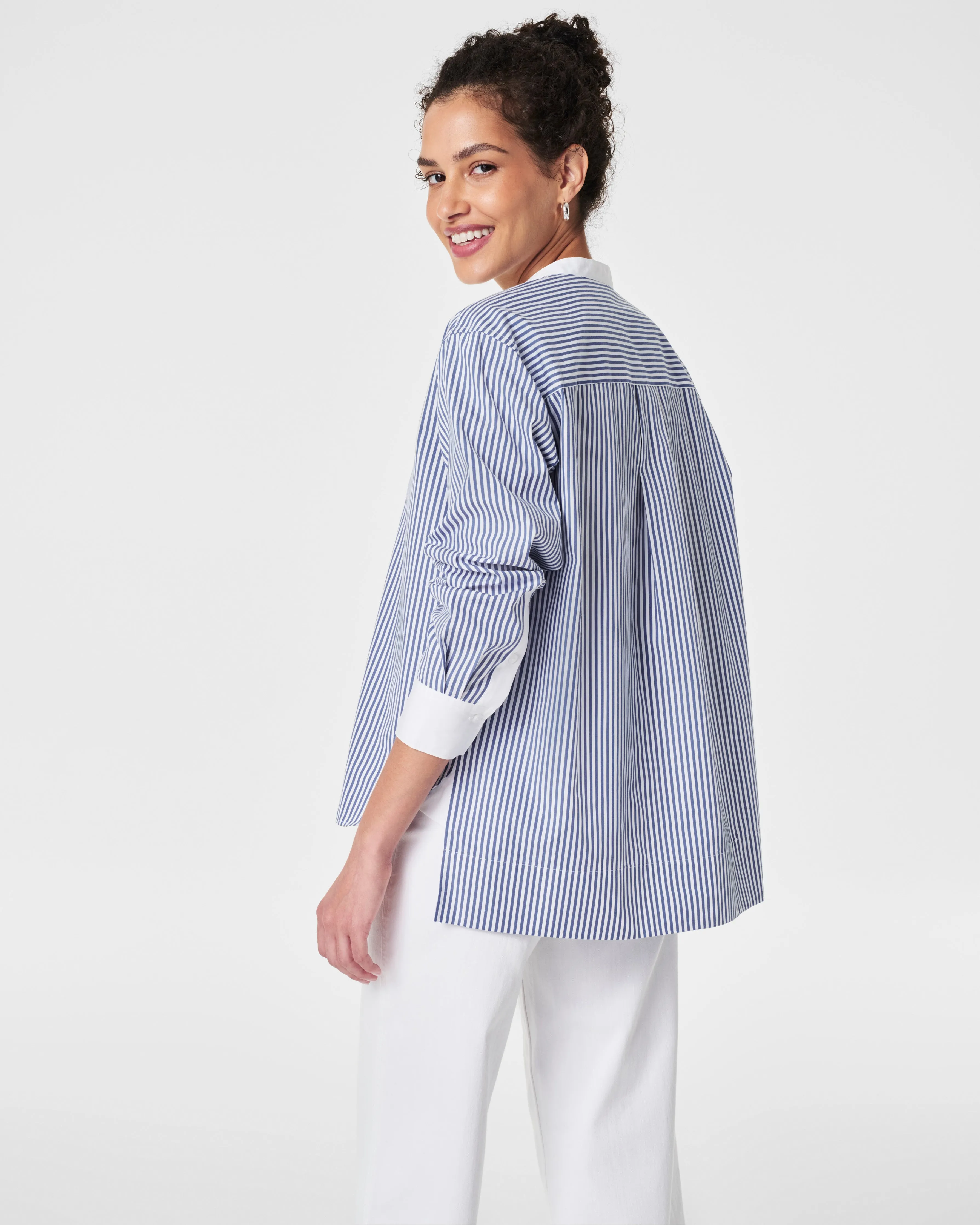 SPANX® Poplin Tuxedo Shirt, Stripe sold by SPANX product image thumbnail 2