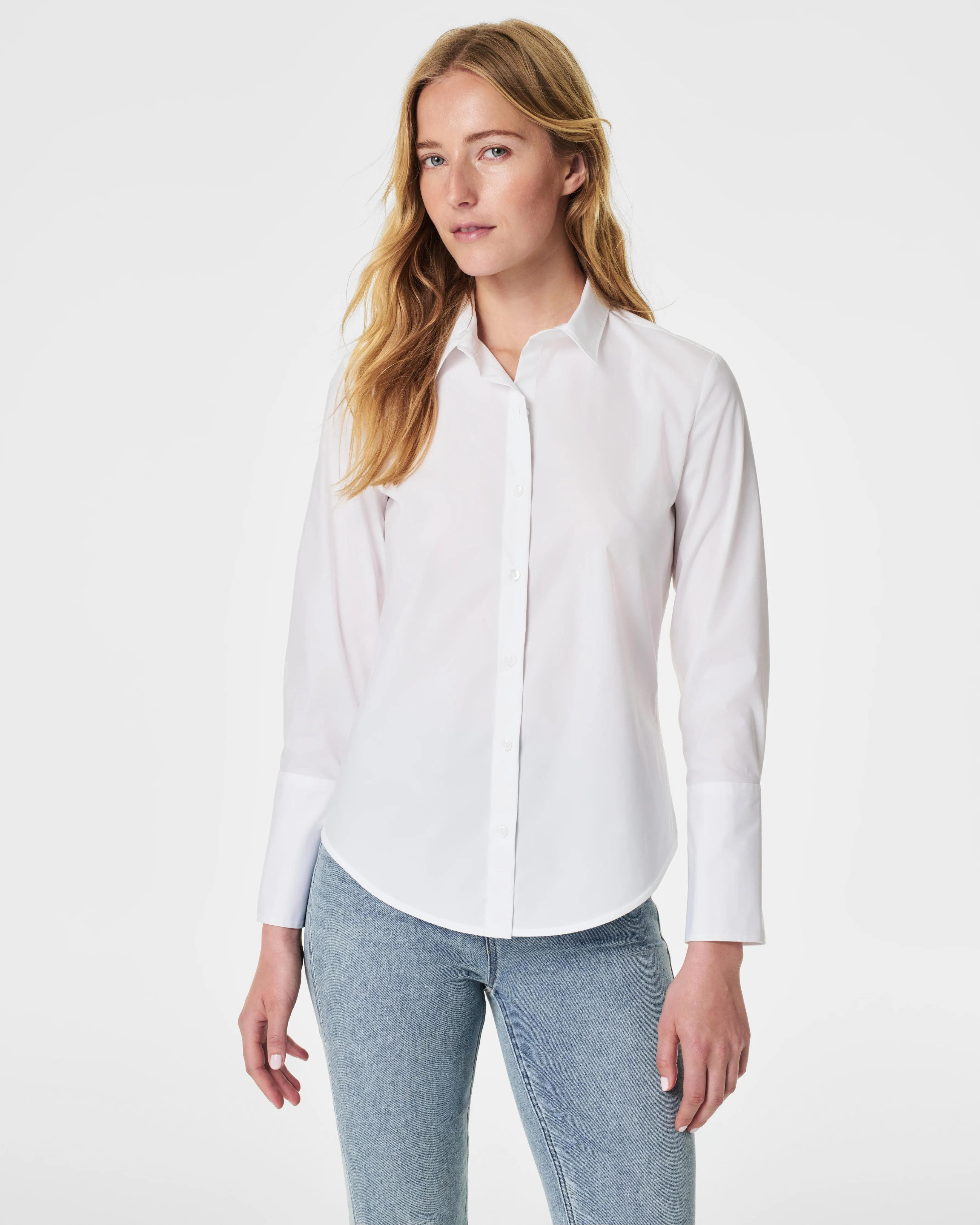 SPANX® Poplin Fitted Button-Down Shirt sold by SPANX