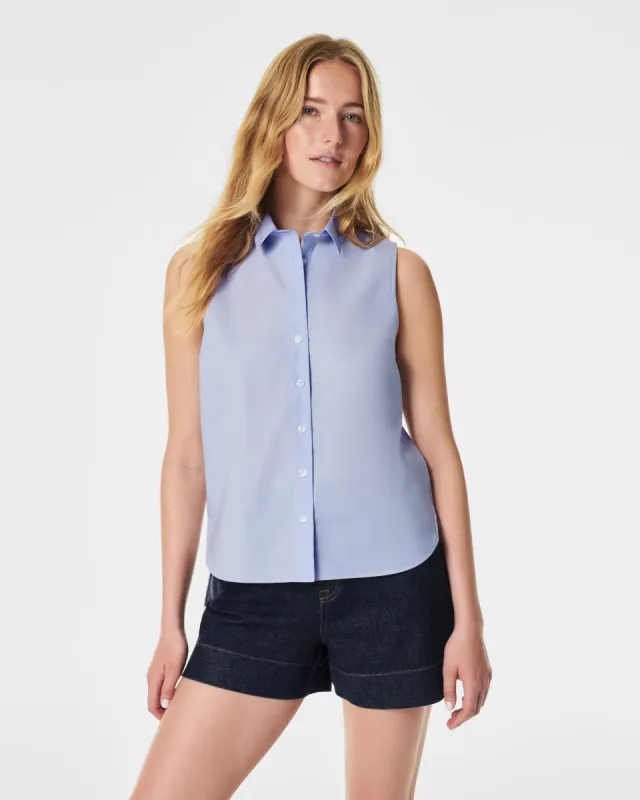 SPANX® Poplin Sleeveless Button-Down Shirt sold by SPANX