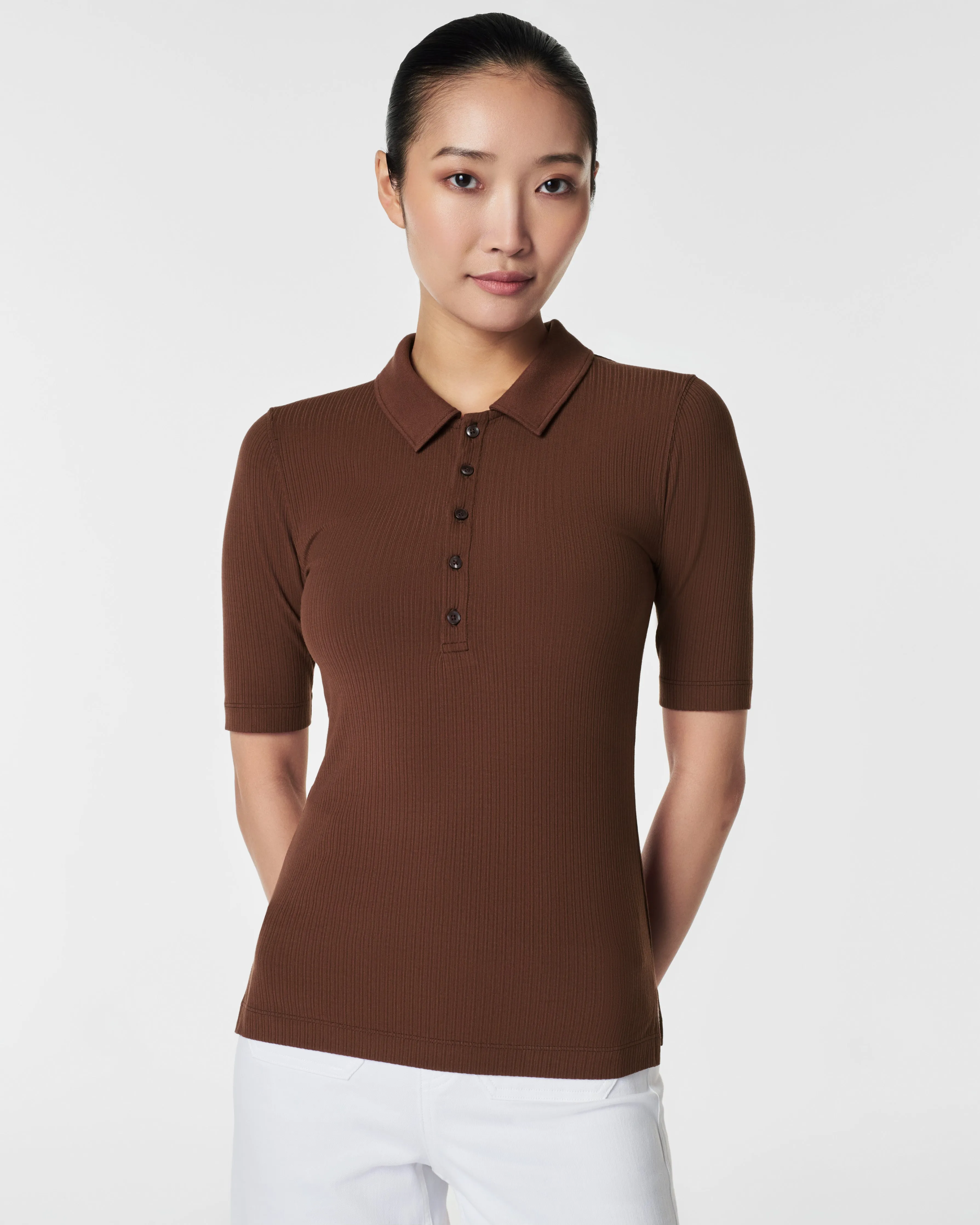 SPANX® Stretch Rib Polo Top sold by SPANX