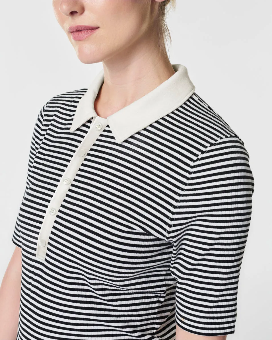 SPANX® Stretch Rib Polo Top, Stripe sold by SPANX product image thumbnail 3