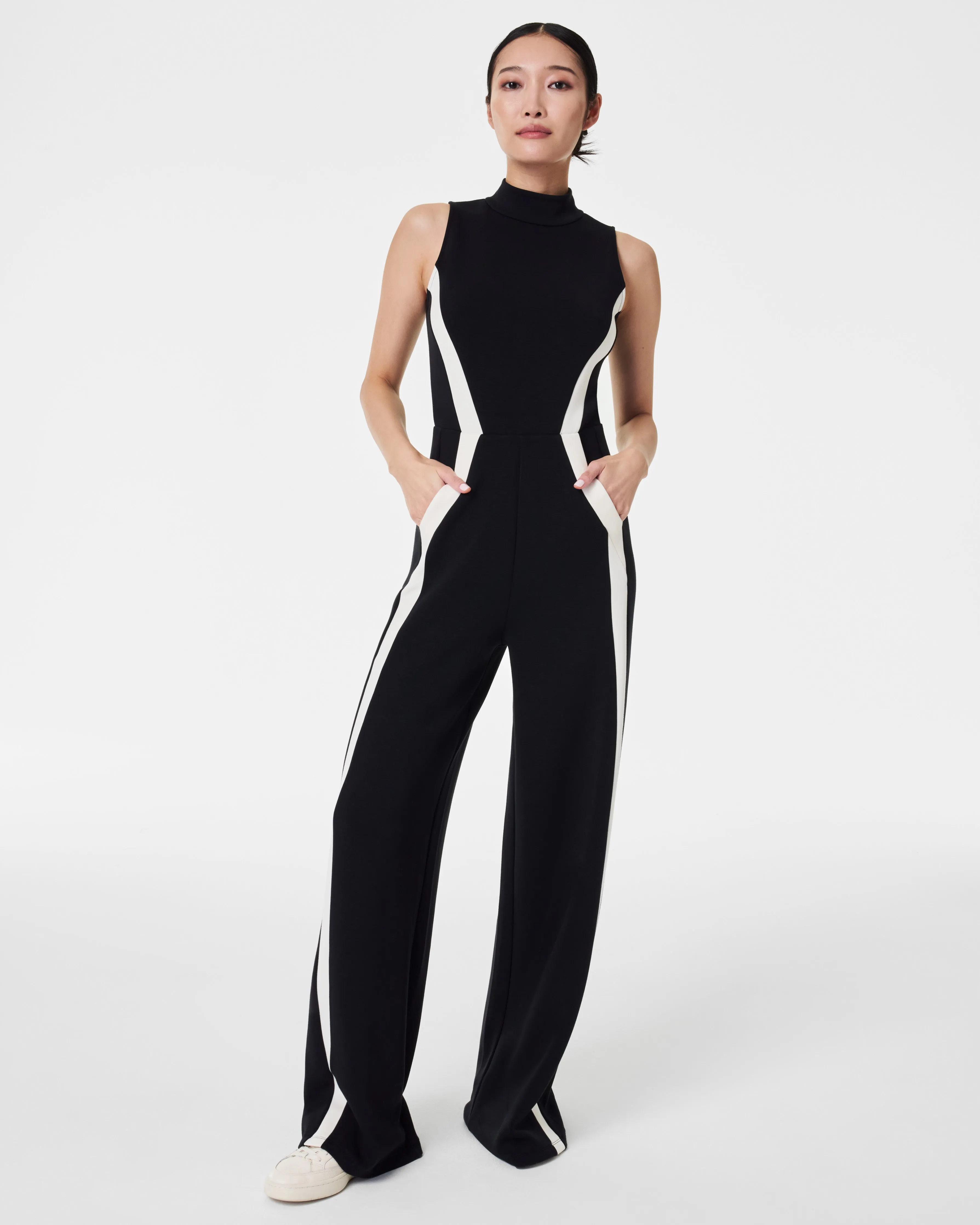 SPANX® AirEssentials Mockneck Striped Track Jumpsuit sold by SPANX