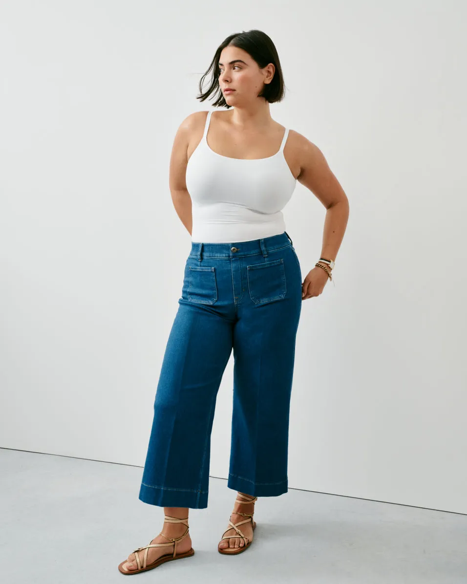 SPANXshape™ EveryWear Cropped Wide Leg Jeans with Patch Pockets, Washed Blue sold by SPANX product image thumbnail 3