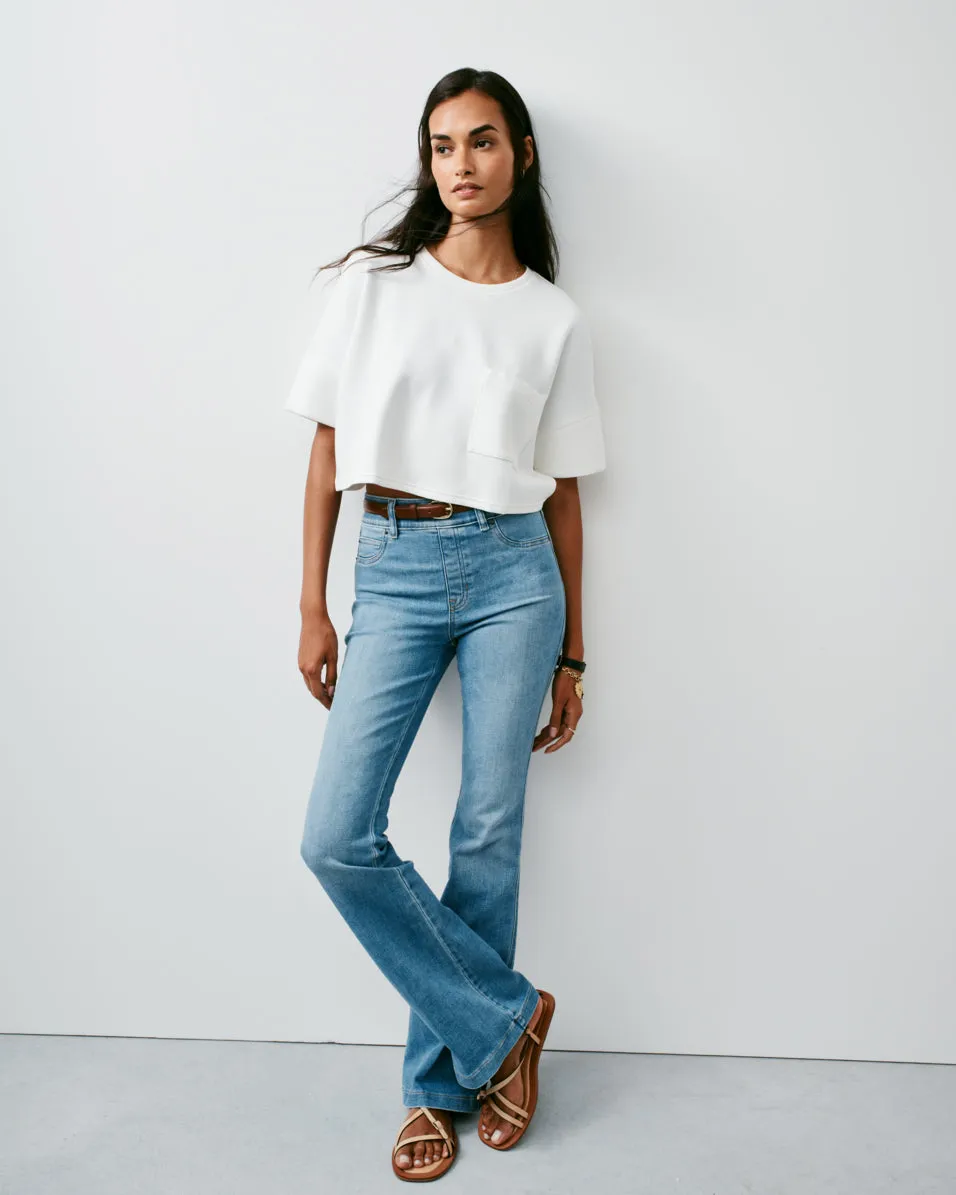 SPANXshape™ EveryWear Flare Jeans, Stonewashed Blue sold by SPANX