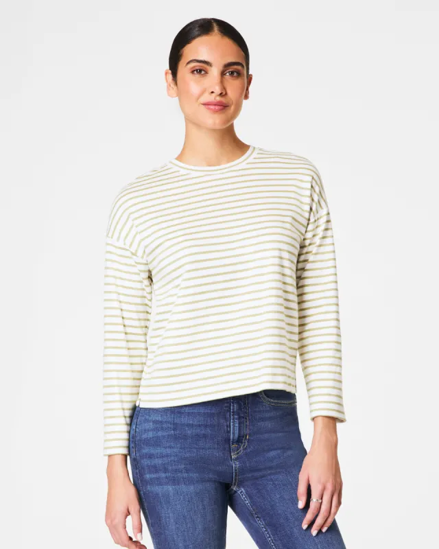 SPANX® Cotton Long Sleeve Crewneck Top, Stripe sold by SPANX