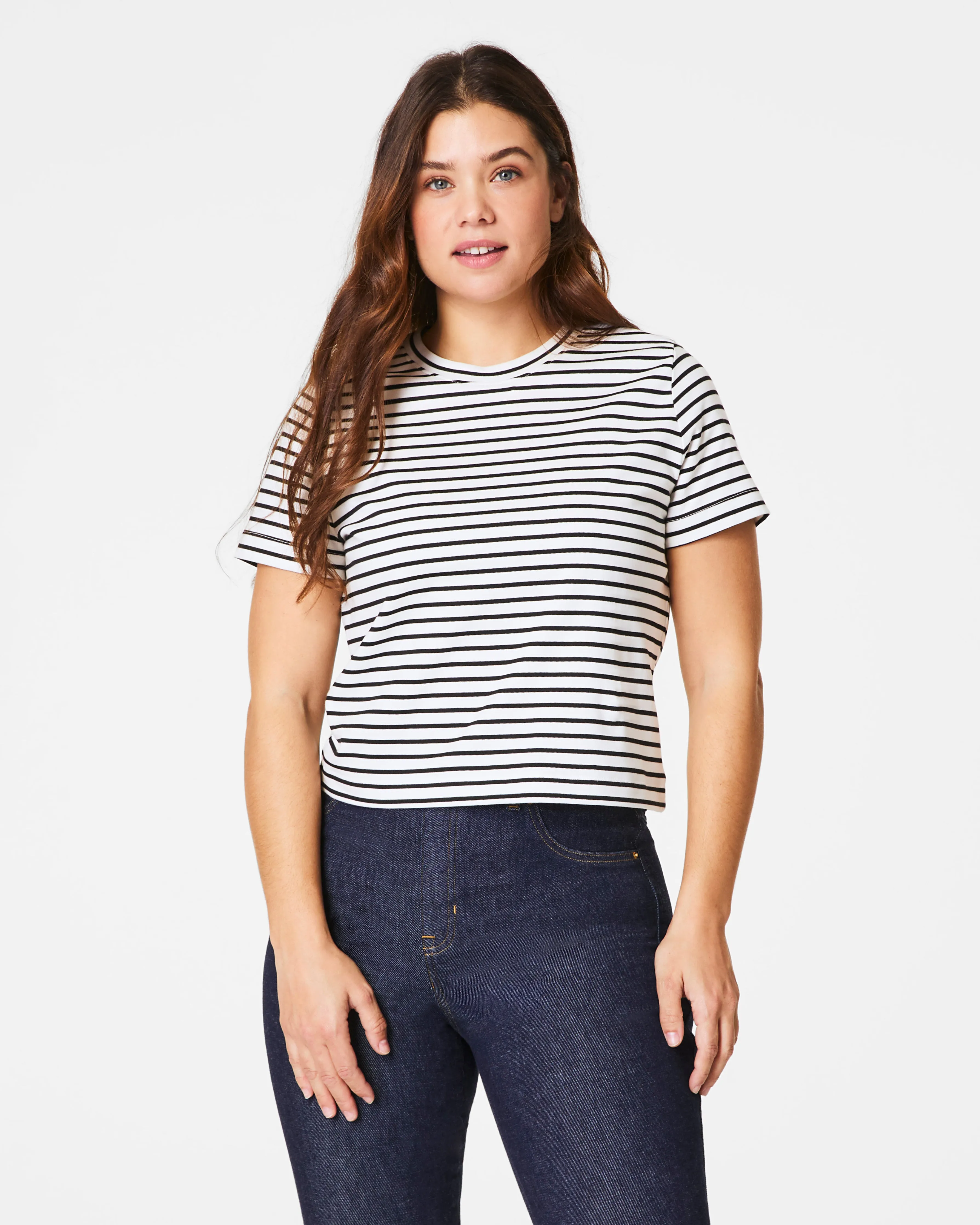 SPANX® Cotton Crewneck Tee, Stripe sold by SPANX
