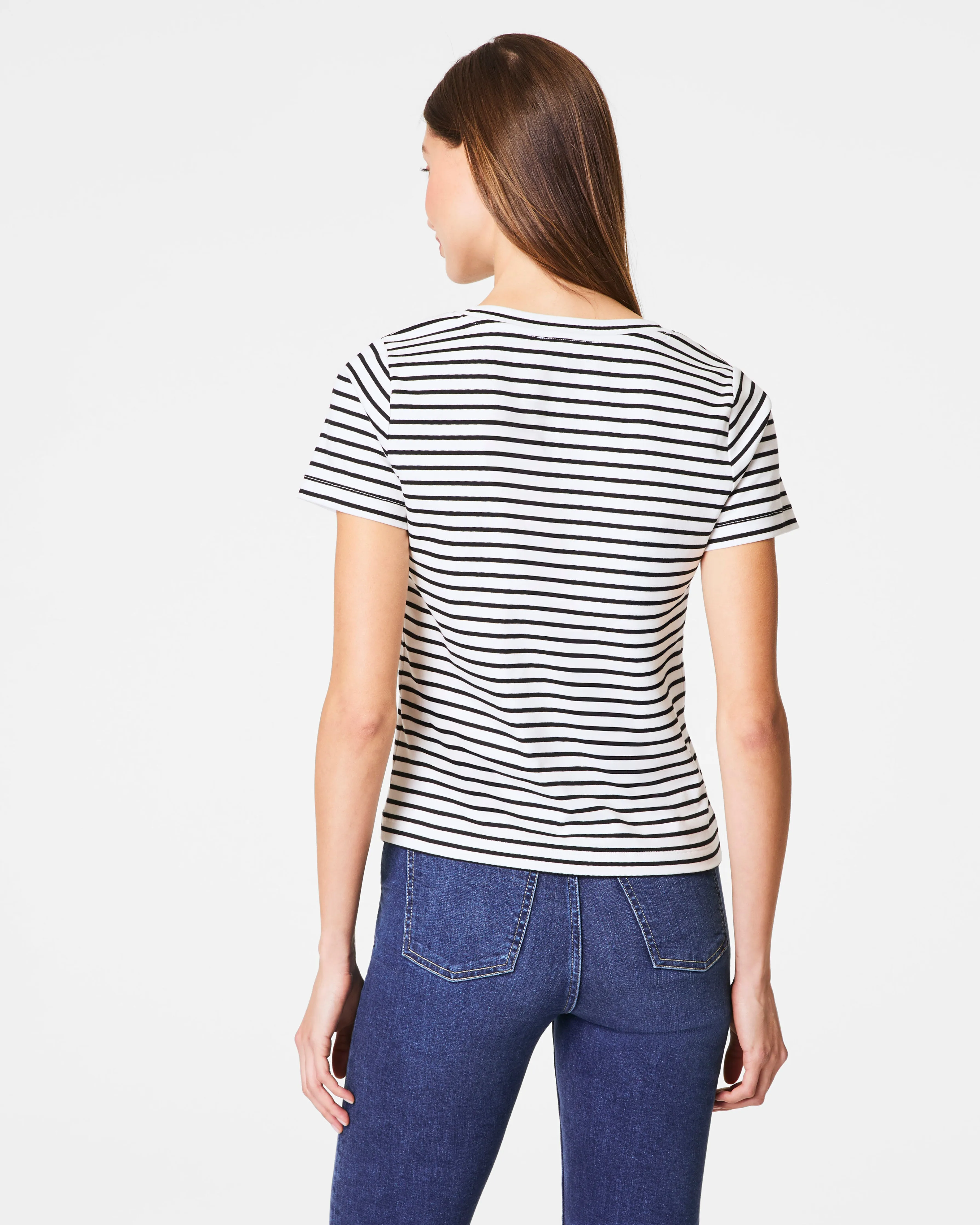 SPANX® Cotton V-Neck Tee, Stripe sold by SPANX product image thumbnail 2