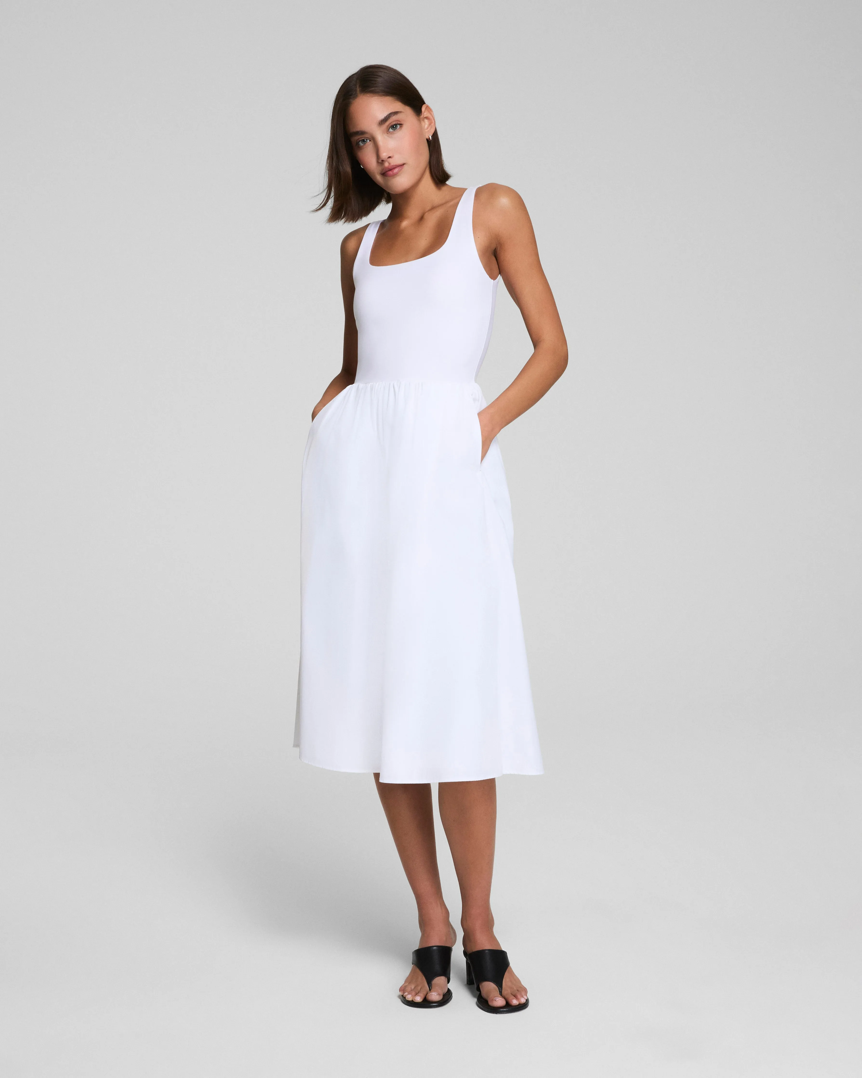 SPANXsmooth™ Jersey Scoop Neck Tank Midi Dress, White sold by SPANX product image thumbnail 4