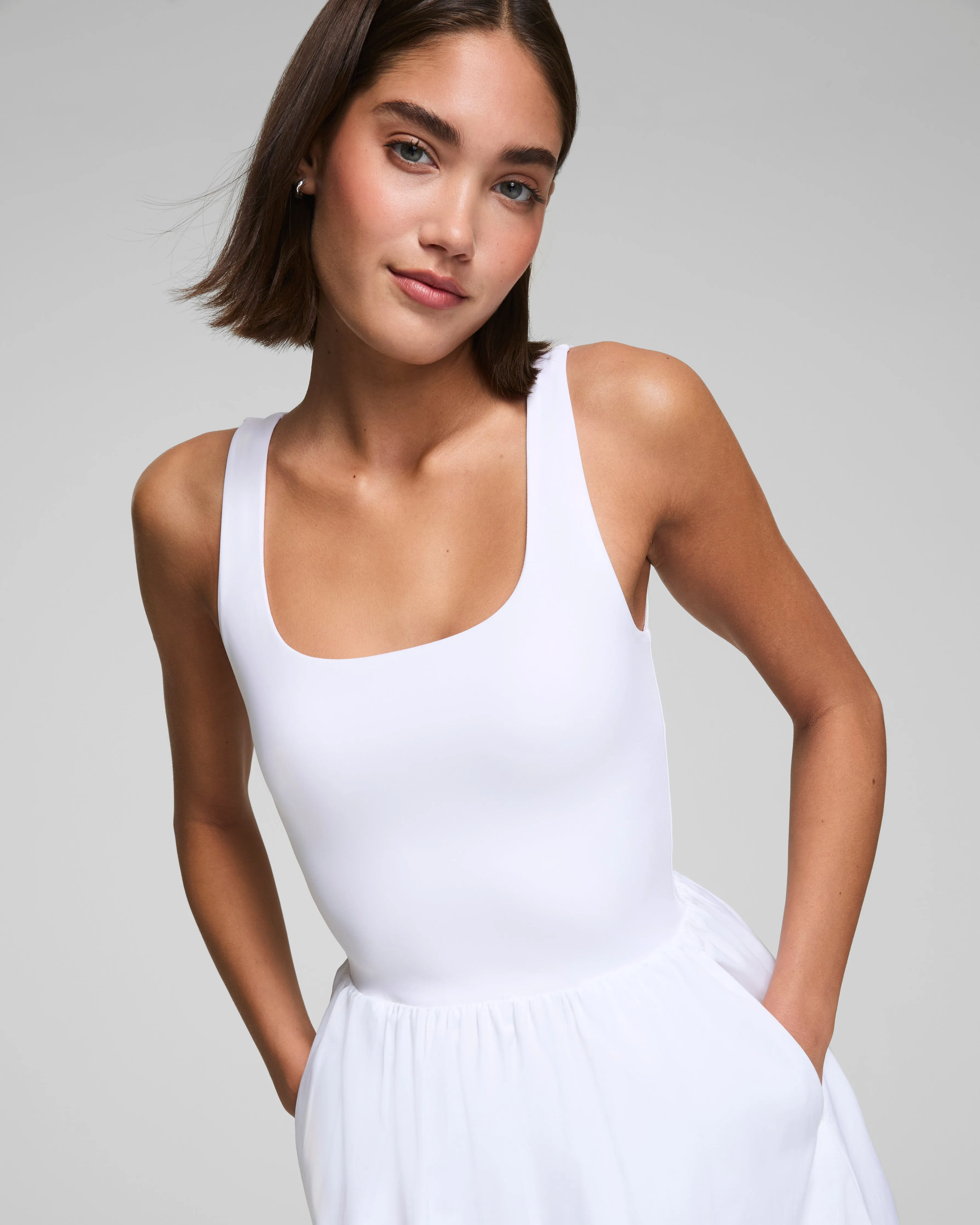 SPANXsmooth™ Jersey Scoop Neck Tank Midi Dress, White sold by SPANX product image thumbnail 3