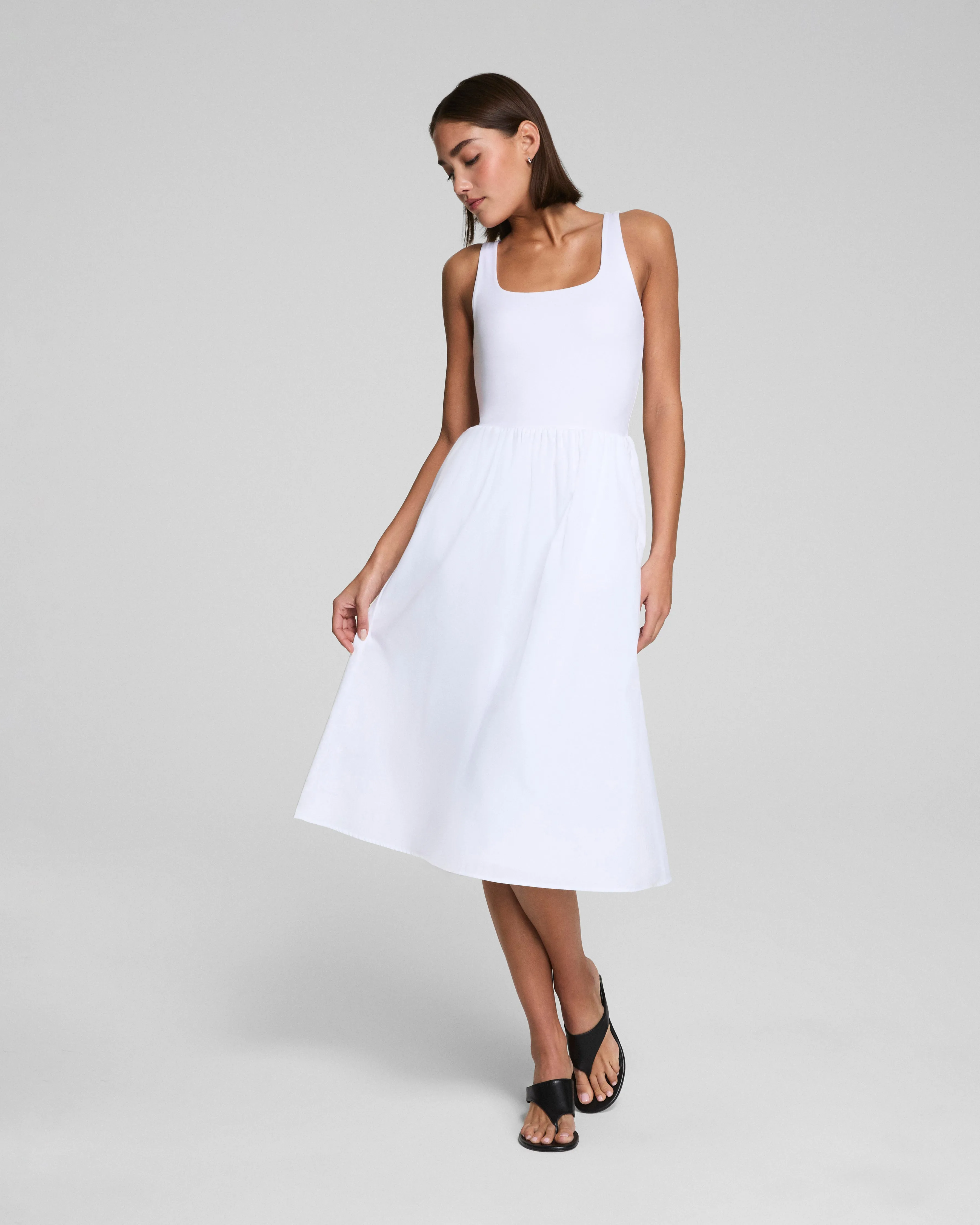 SPANXsmooth™ Jersey Scoop Neck Tank Midi Dress, White sold by SPANX