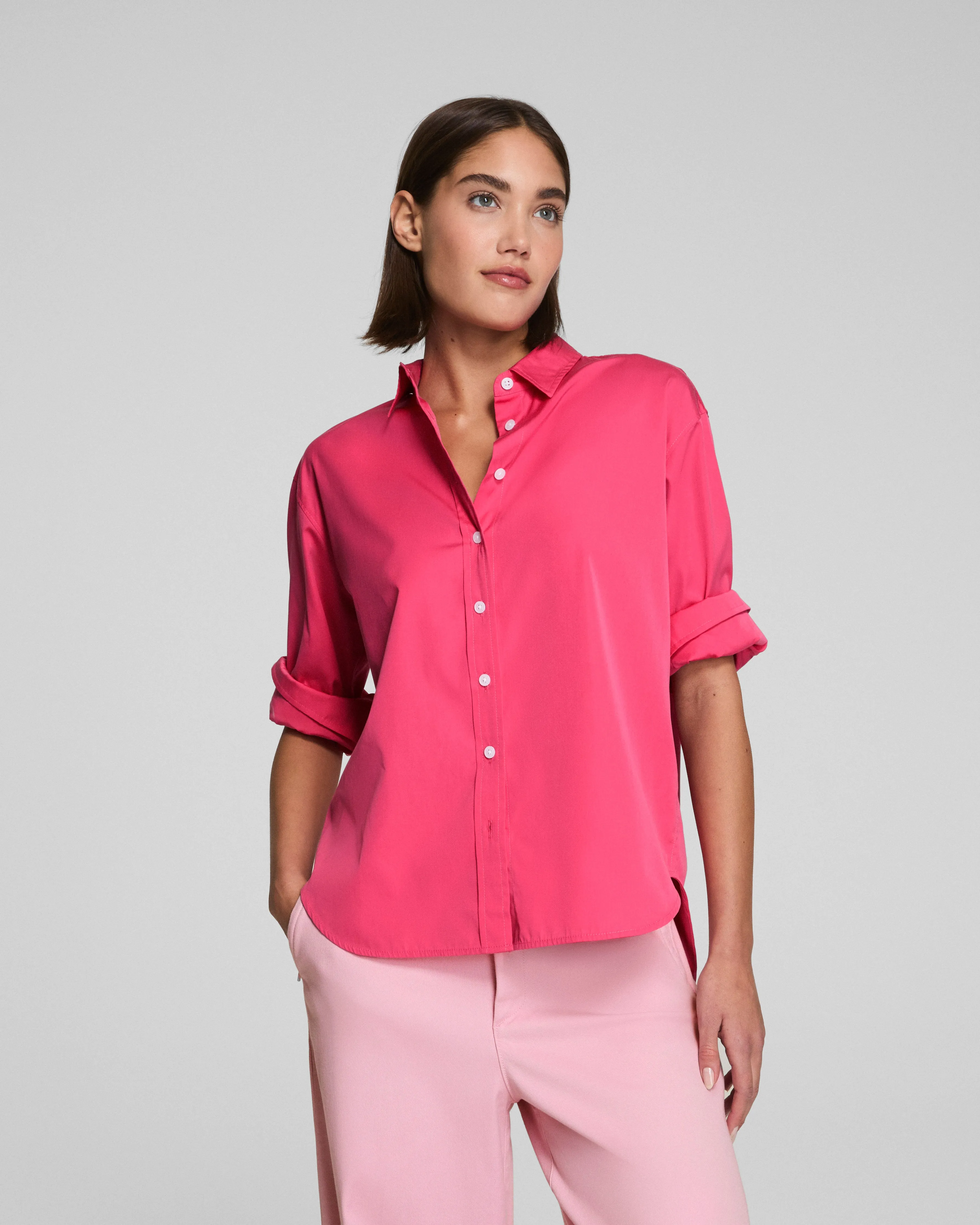 SPANX® Poplin Oversized Button-Up Shirt sold by SPANX