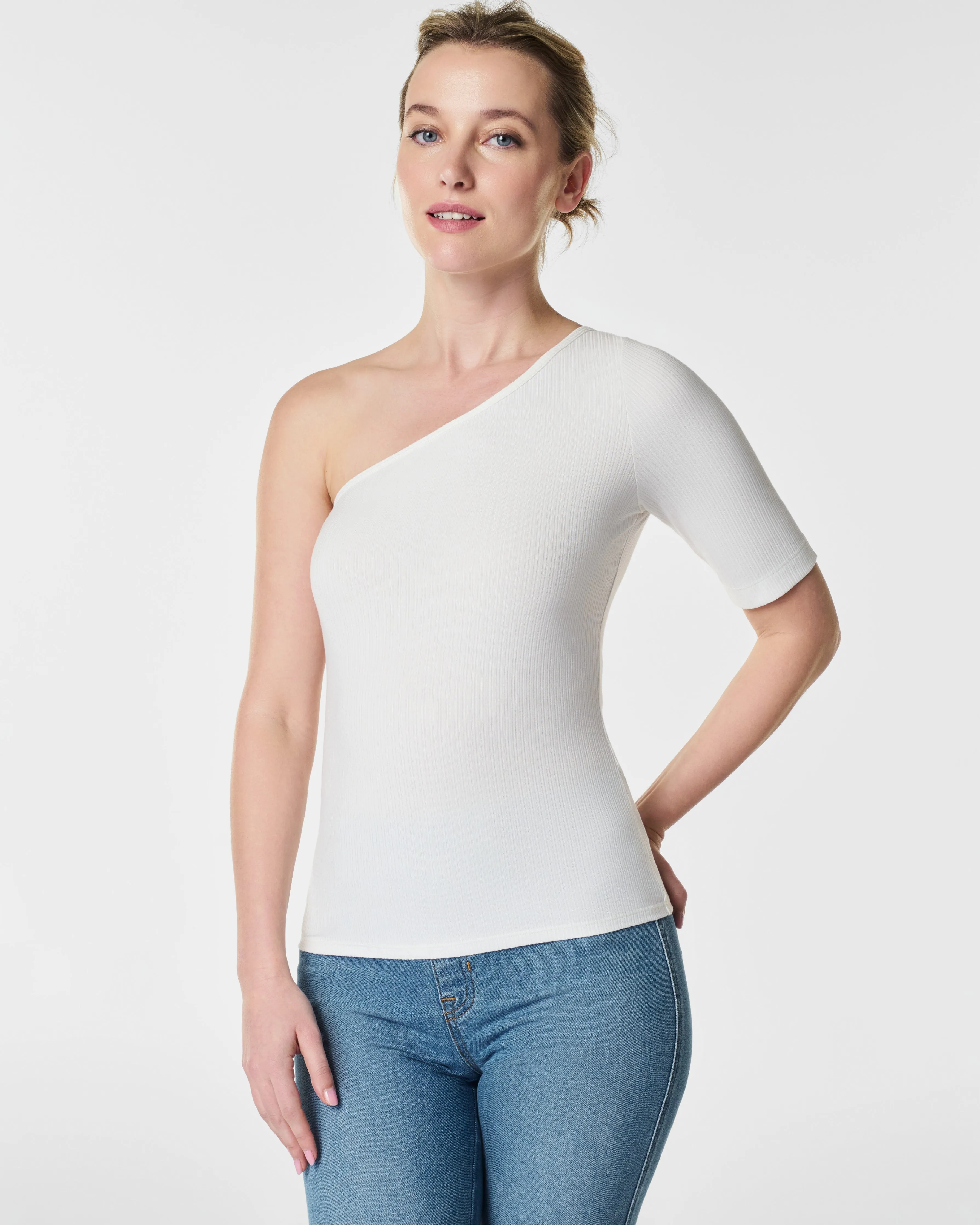 Stretch Rib One-Shoulder Top sold by SPANX