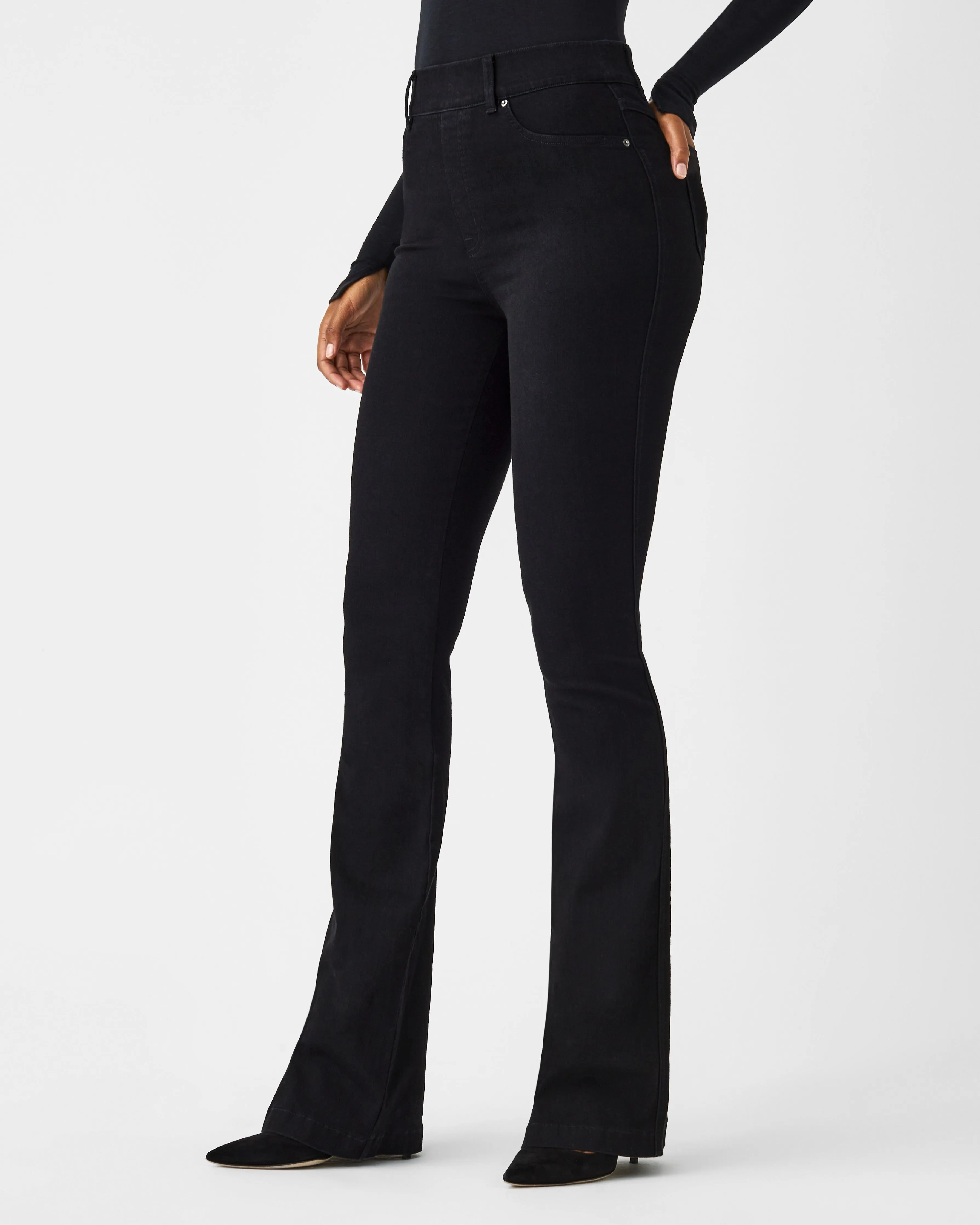 SPANXshape™ EveryWear Flare Jeans, Clean Black sold by SPANX