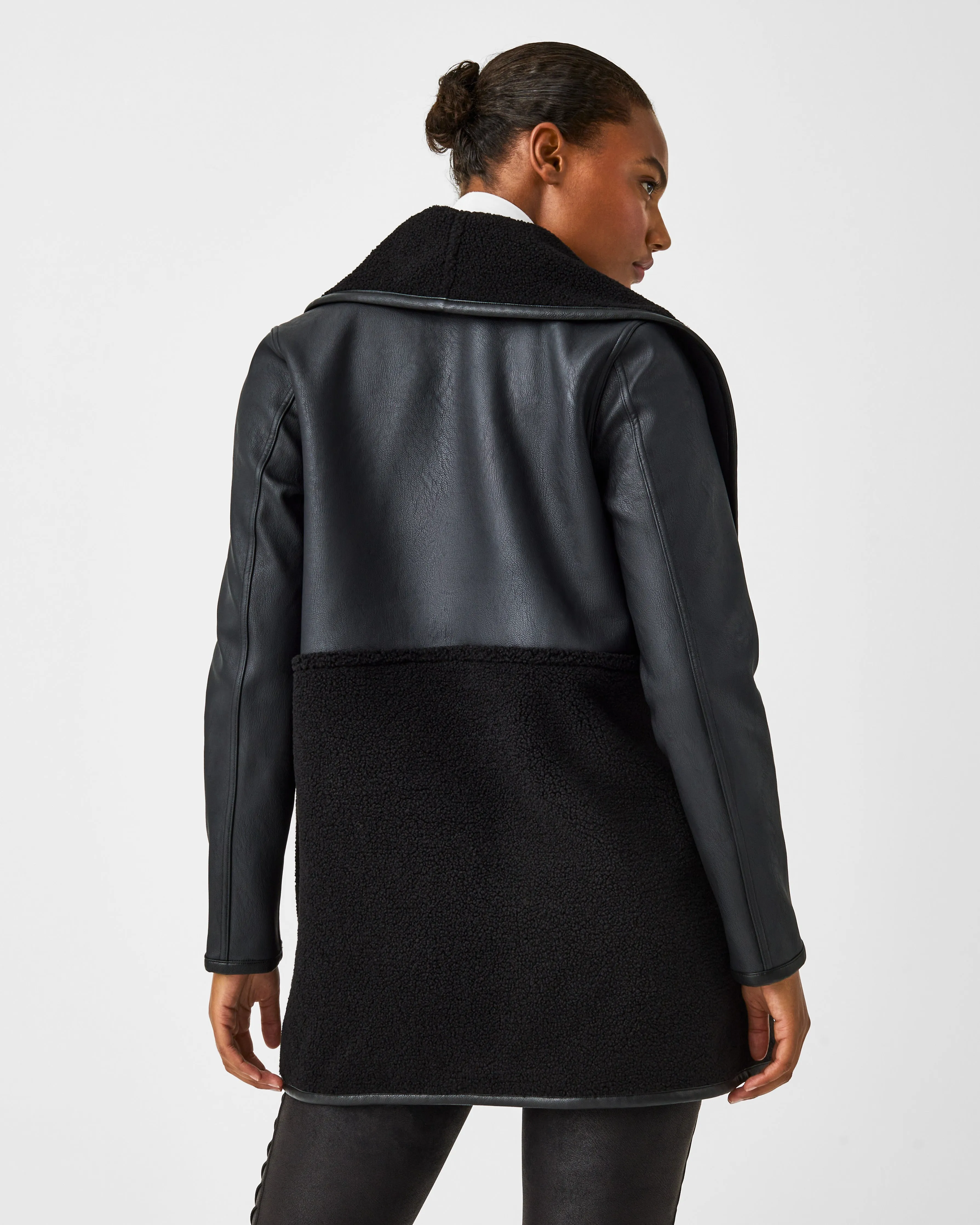 Fleece & Faux Leather Long Wrap Jacket sold by SPANX product image thumbnail 2