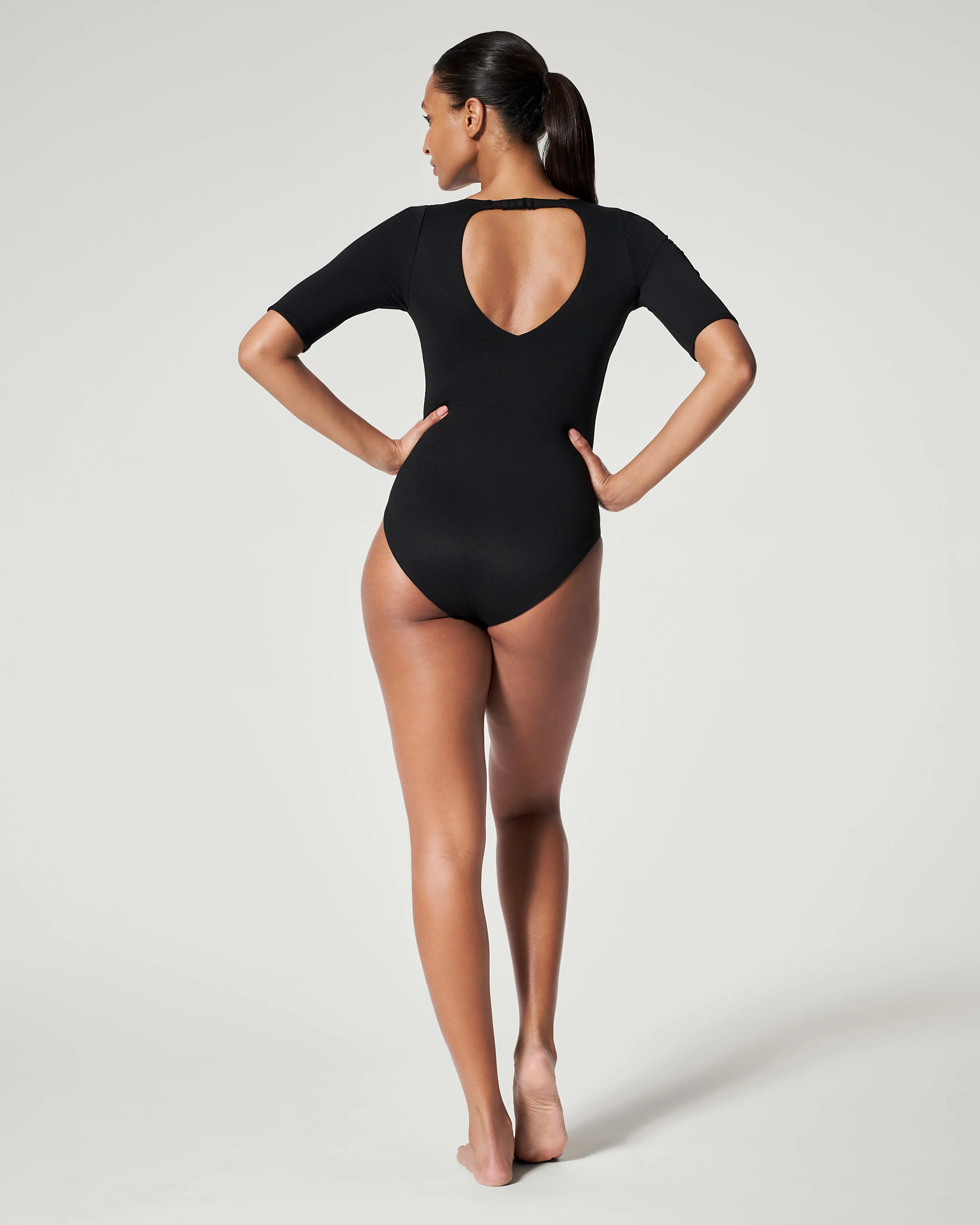 Pique Shaping Swim, Short Sleeve One-Piece sold by SPANX product image thumbnail 2