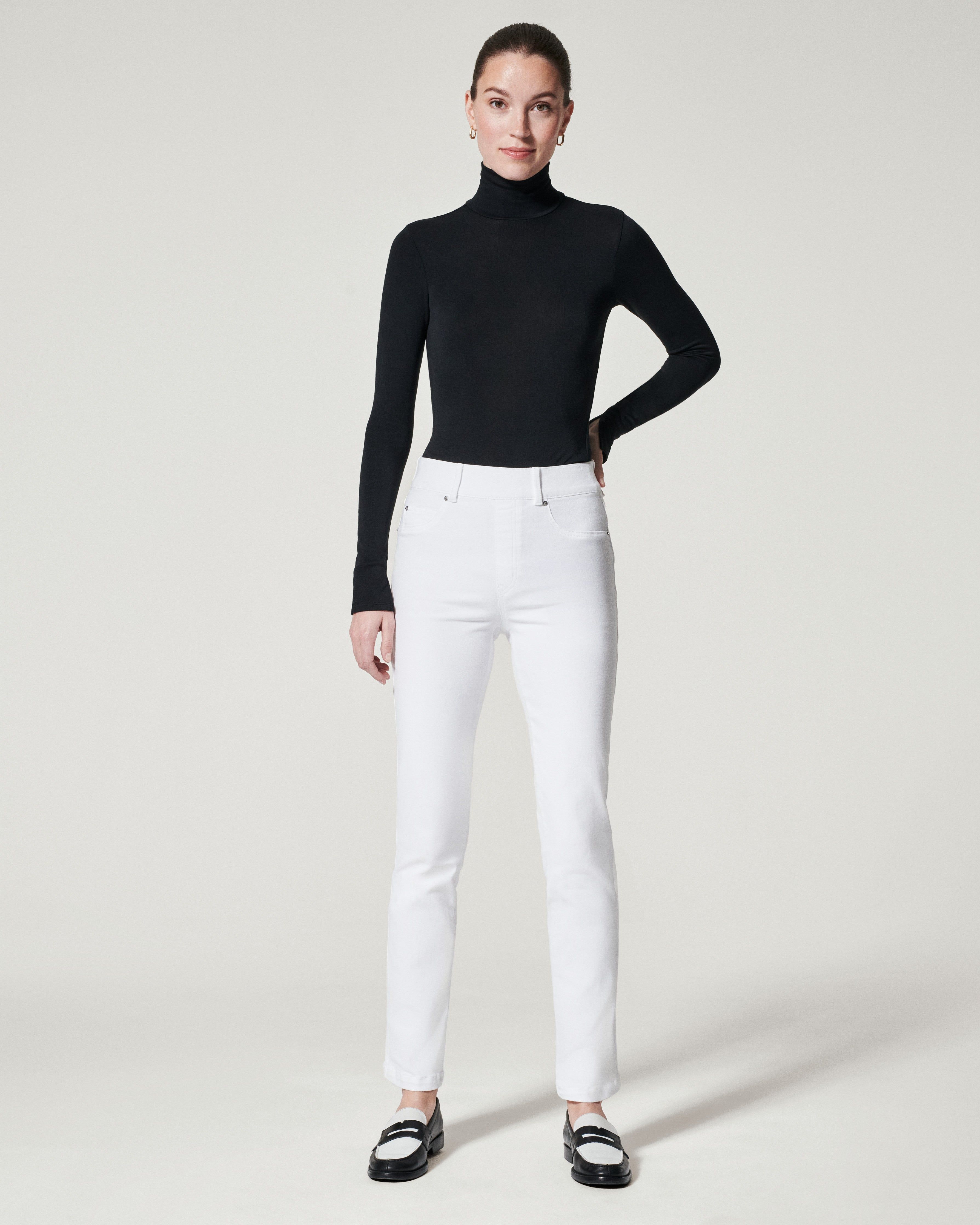 Ankle Straight Leg Jeans, White sold by SPANX