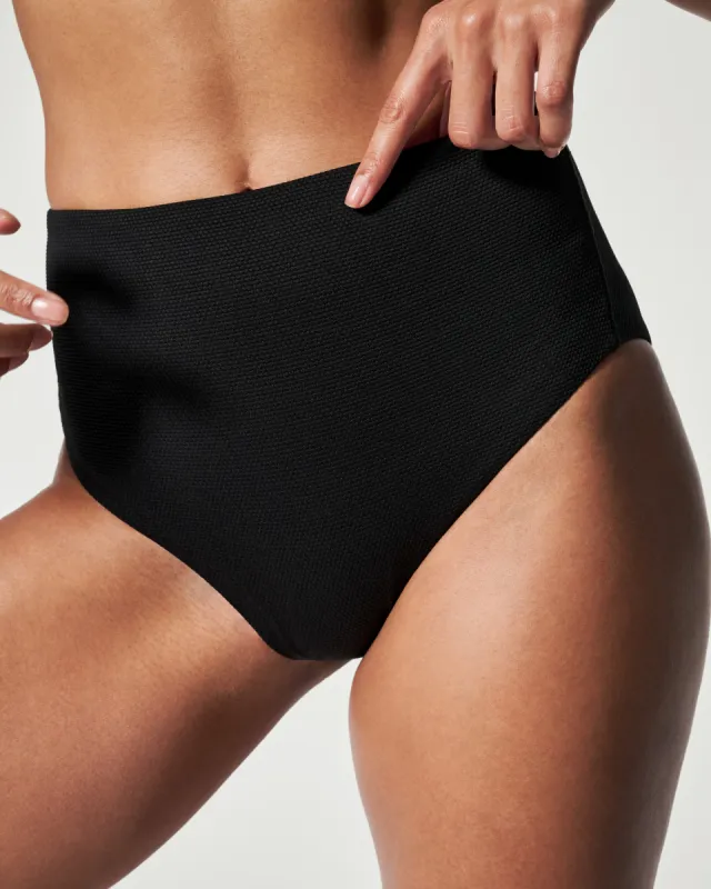 Pique Shaping Swim, Hi-Rise Cheeky Bottom sold by SPANX