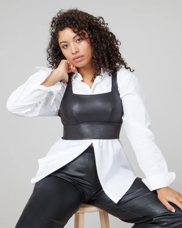 Faux Leather Square Neck Crop Top sold by SPANX