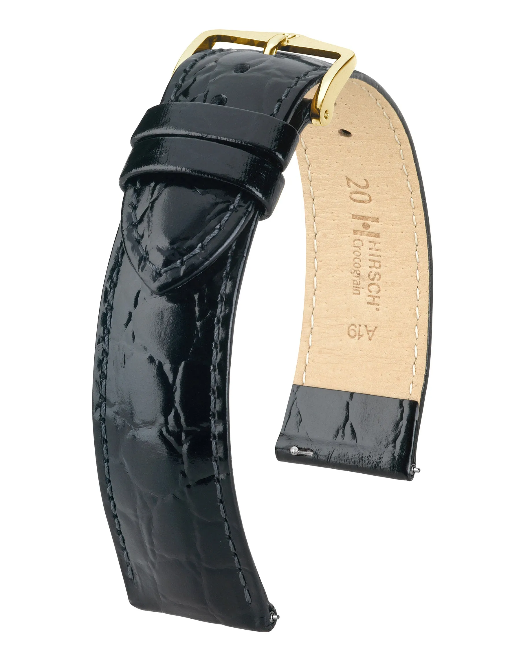 Ladies HIRSCH CROCOGRAIN Crocodile Embossed Shiny Calfskin Watch Strap 1230 28 sold by Speidel