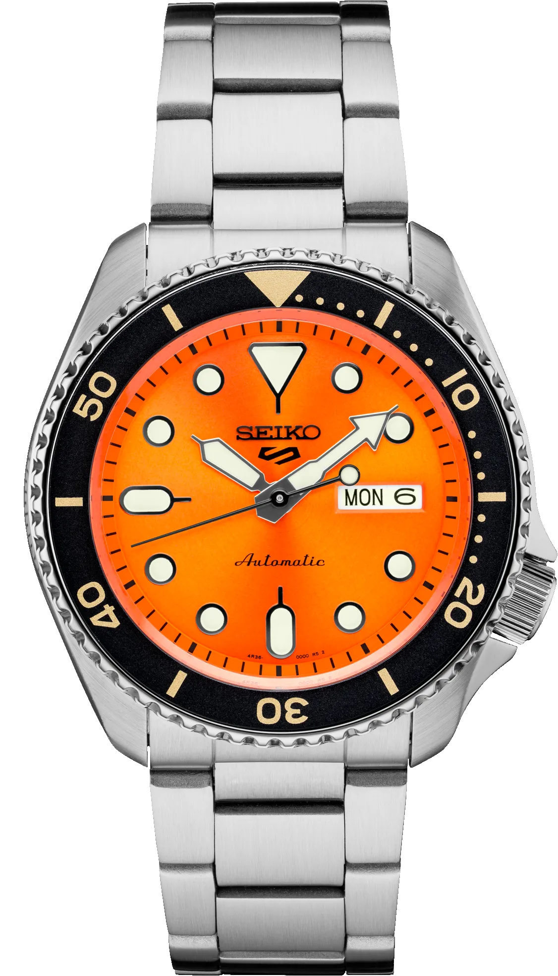 Seiko 5 Sports Orange Sunray Dial SRPD59 sold by Speidel