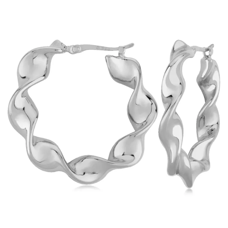 Sterling Silver Flat Twist Hoop Earrings sold by Speidel