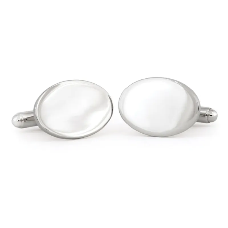 Sterling Silver Plain Oval Cuff Links sold by Speidel