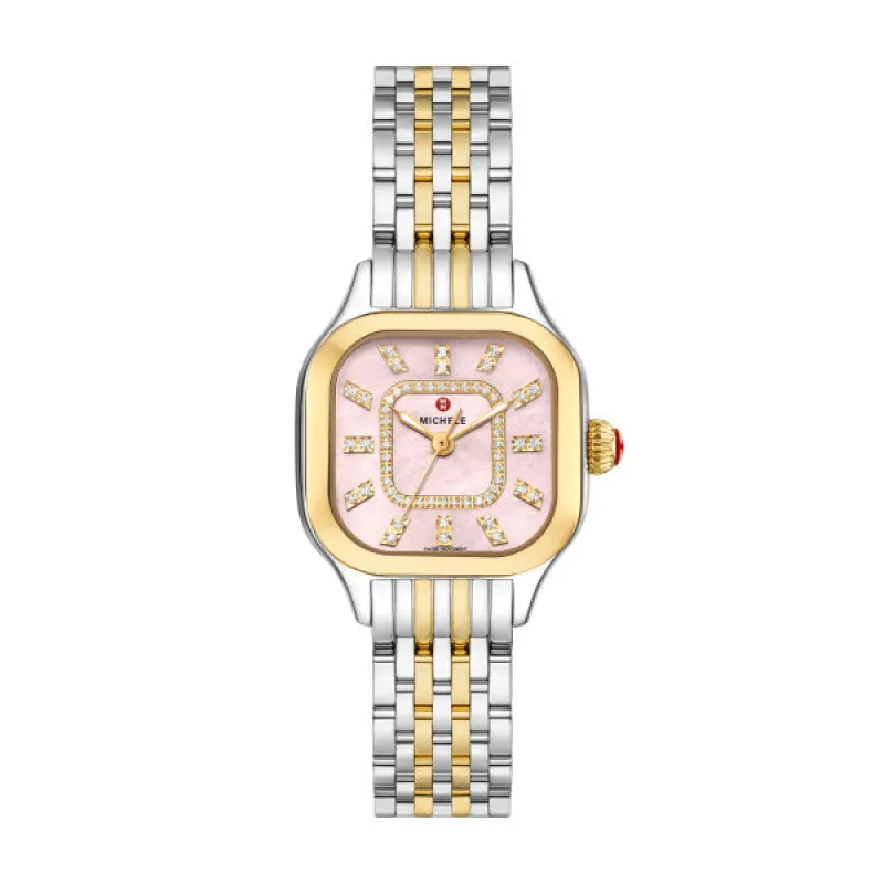 Michele Meggie Three-Hand Black Stainless Steel Watch made by Speidel