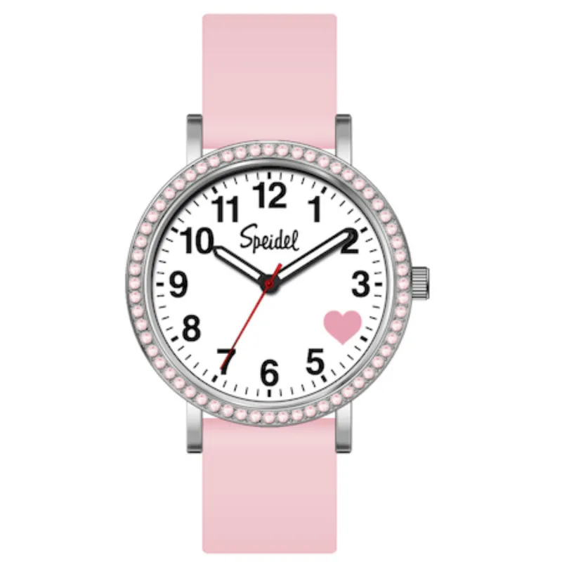 Brilliance Line Pink Crystal Heart Watch made by Speidel