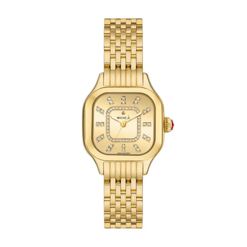 Michele Meggie High Shine Diamond Dial Gold Watch made by Speidel