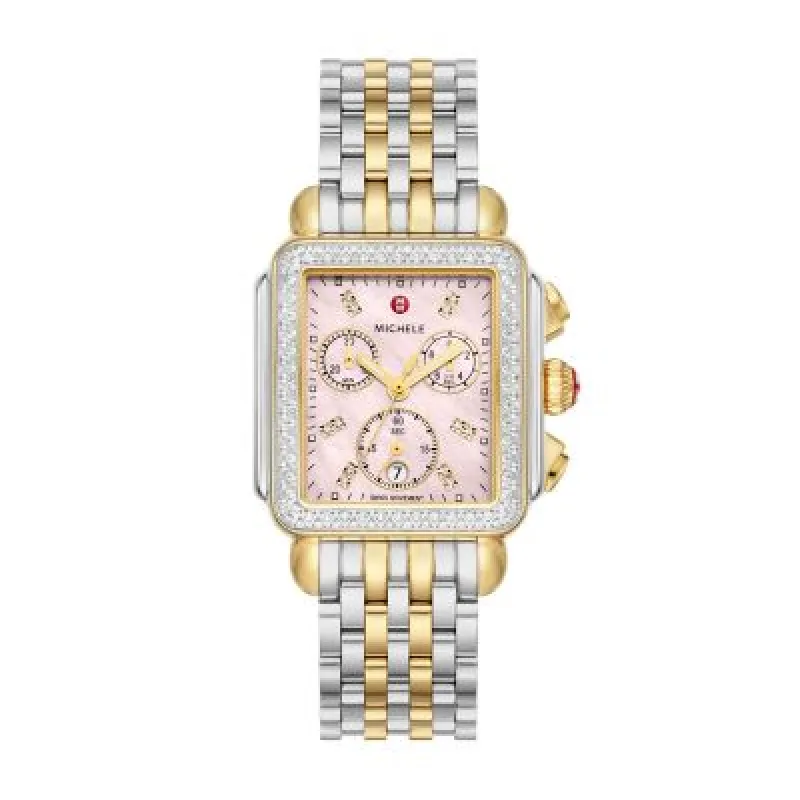 MICHELE Watches Deco Two-Tone 18k Gold-Plated Diamond Watch (33mm) made by Speidel
