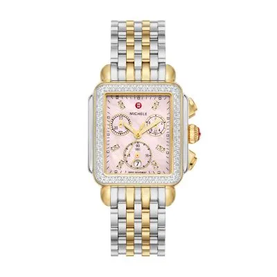 MICHELE Watches Deco Two-Tone 18k Gold-Plated Diamond Watch (33mm) sold by Speidel