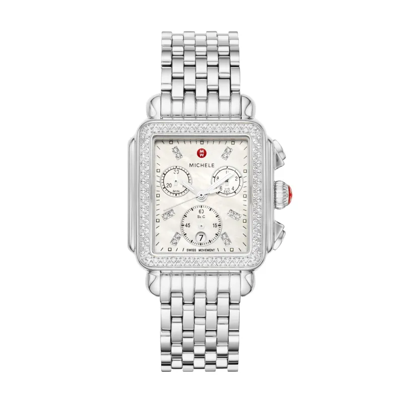 MICHELE Watches Deco Stainless Diamond Watch (33mm) made by Speidel
