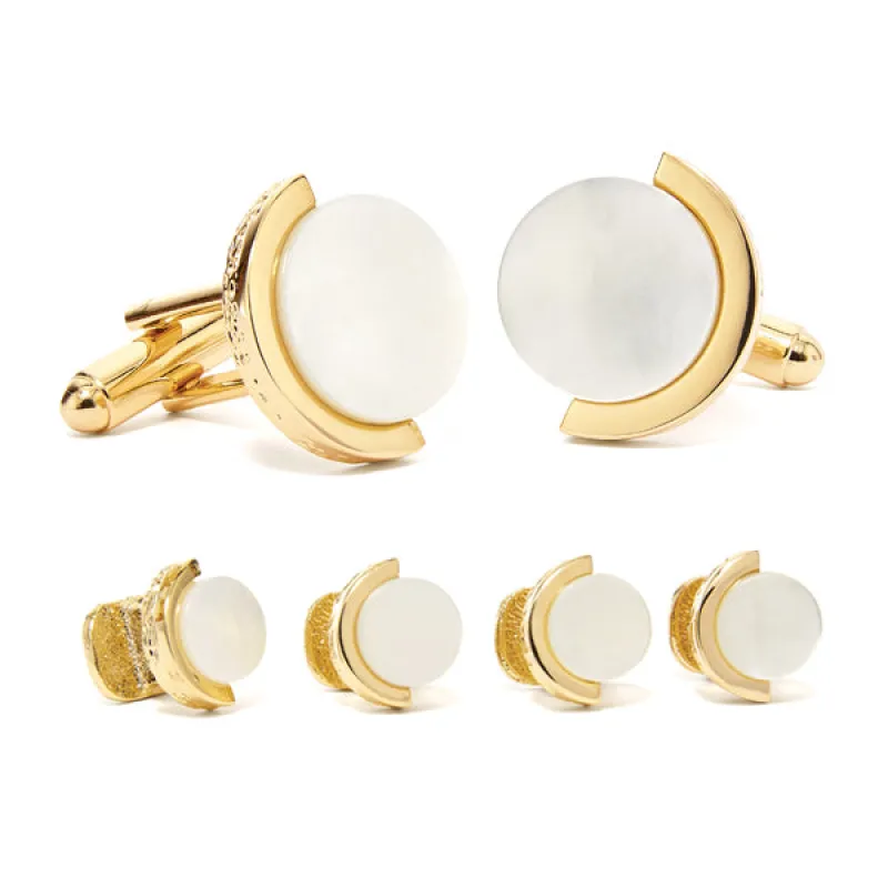 Mother of Pearl Cuff Link & Stud Set made by Speidel