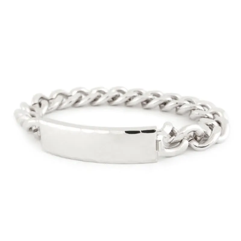 Men's ID Bracelet with Faceted Edge Brushed Plaque made by Speidel
