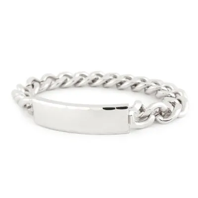 Men's ID Bracelet with Faceted Edge Brushed Plaque sold by Speidel