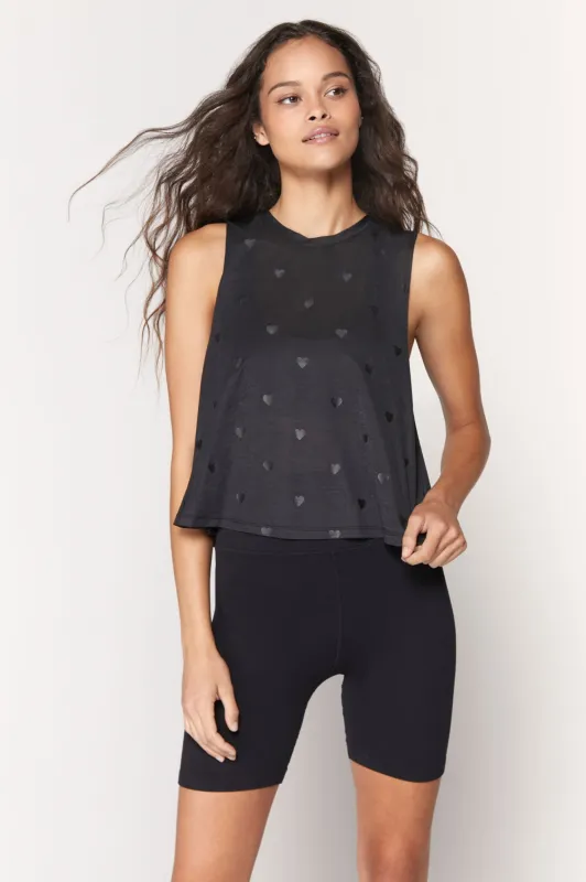 Heart Print Active Crop Tank made by Spiritual Gangster