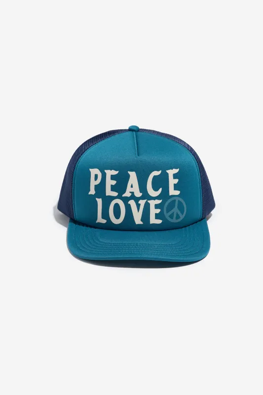 Love Peace Trucker Hat made by Spiritual Gangster