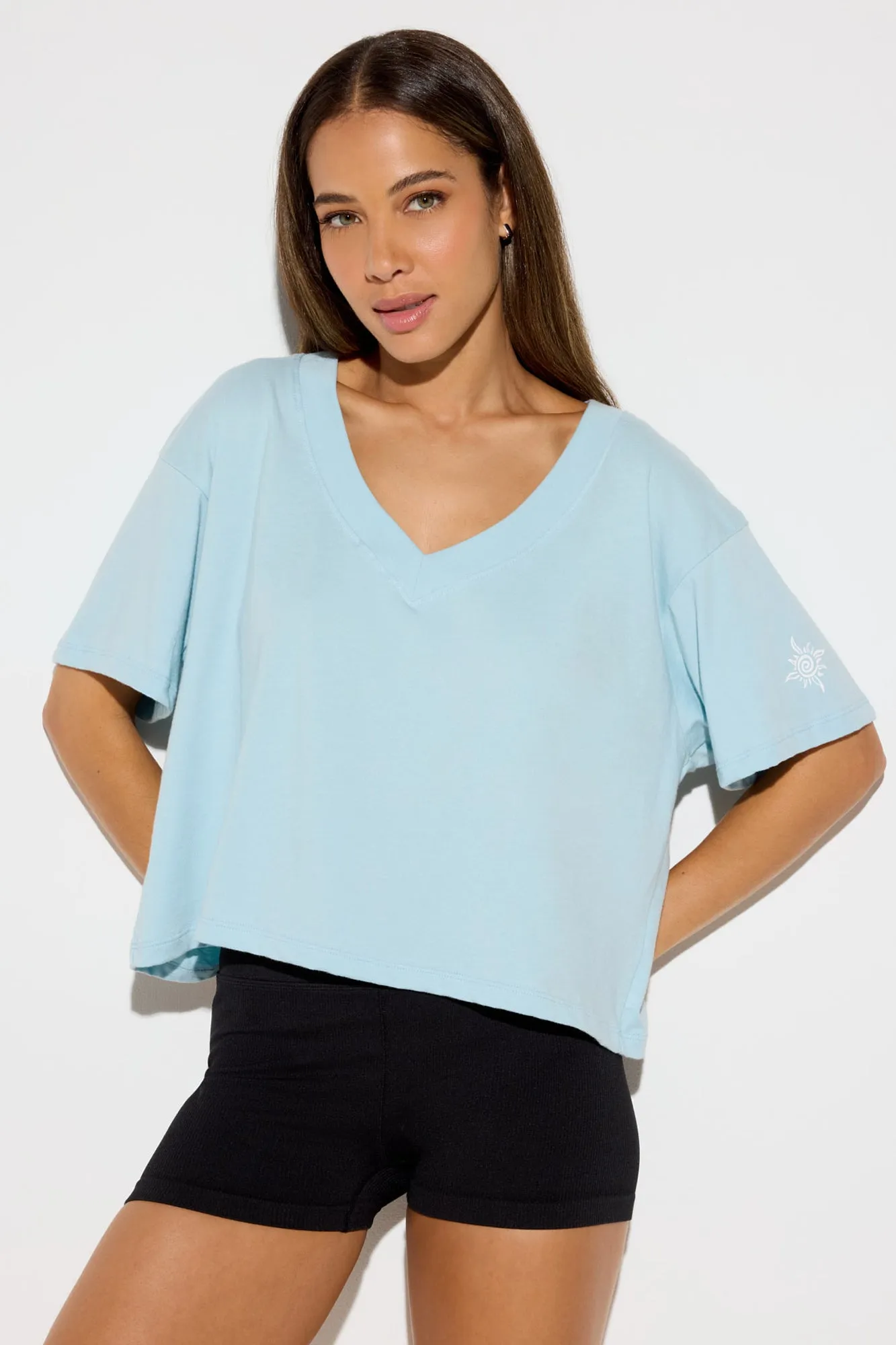 Feliz Short Sleeve V-Neck Tee sold by Spiritual Gangster product image thumbnail 2