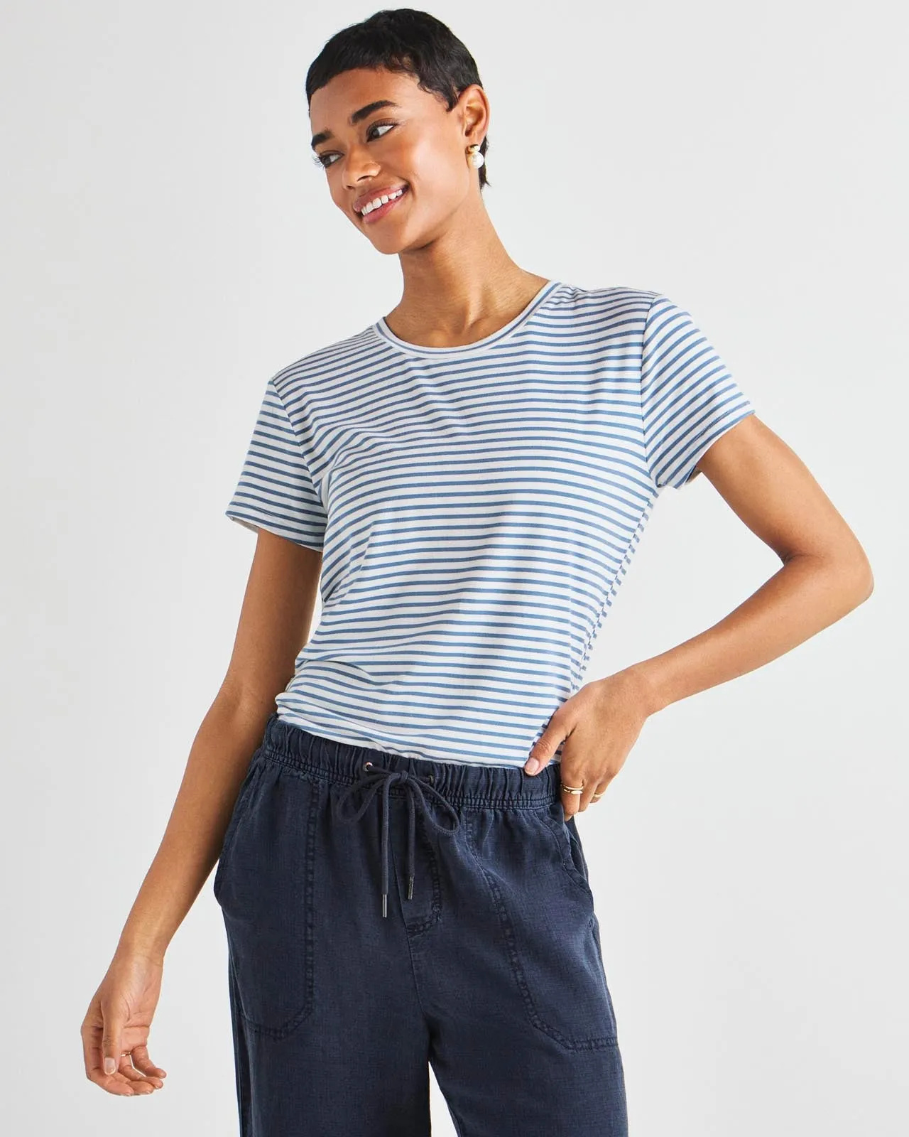 Lulu Stripe Crew Neck Tee sold by Splendid