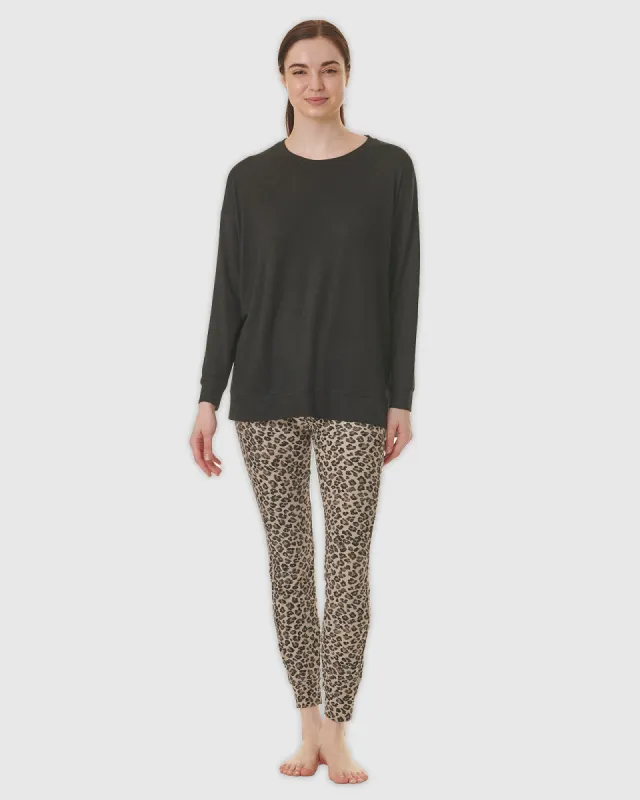 Black Leopard Westerly PJ Set sold by Splendid
