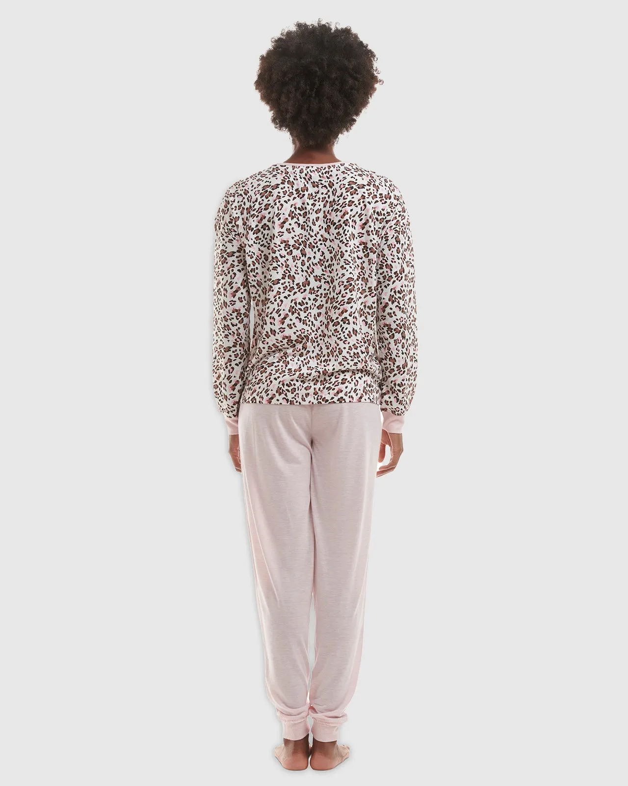 Mauve Heather Leopard Print Pullover Jogger PJ Set sold by Splendid product image thumbnail 4