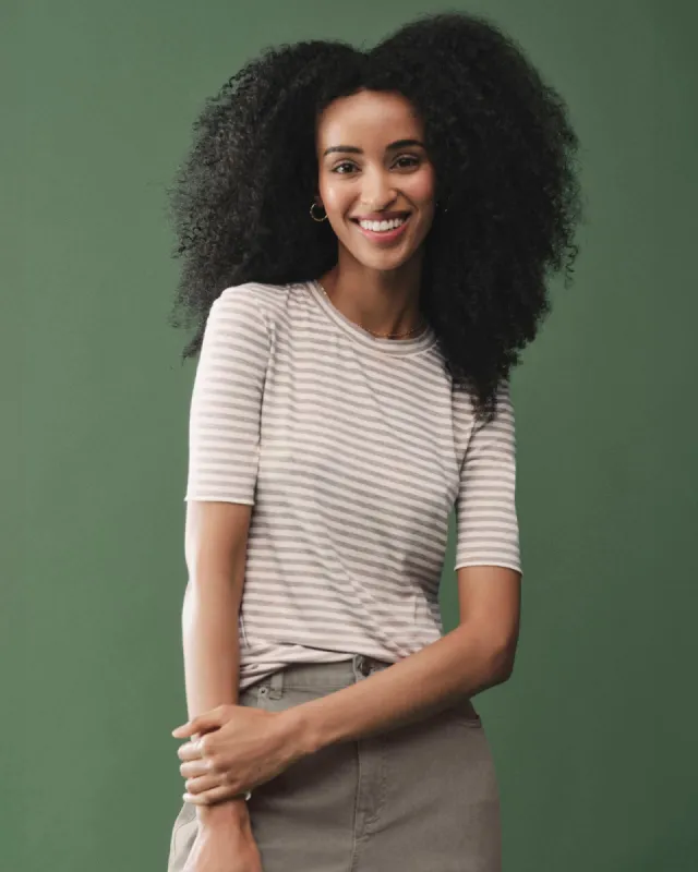 Striped Bamboo Quarter Sleeve Tee sold by Splendid
