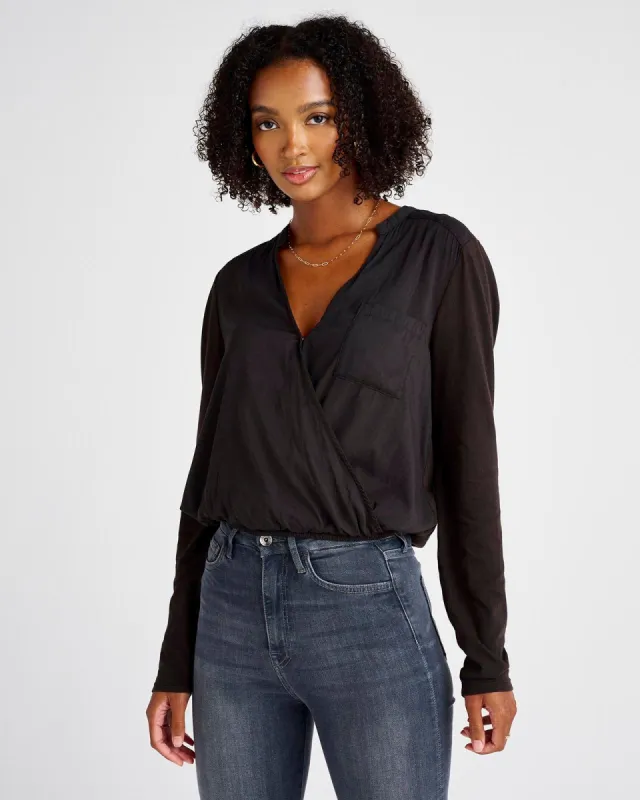 Paige Long Sleeve Surplice Top sold by Splendid