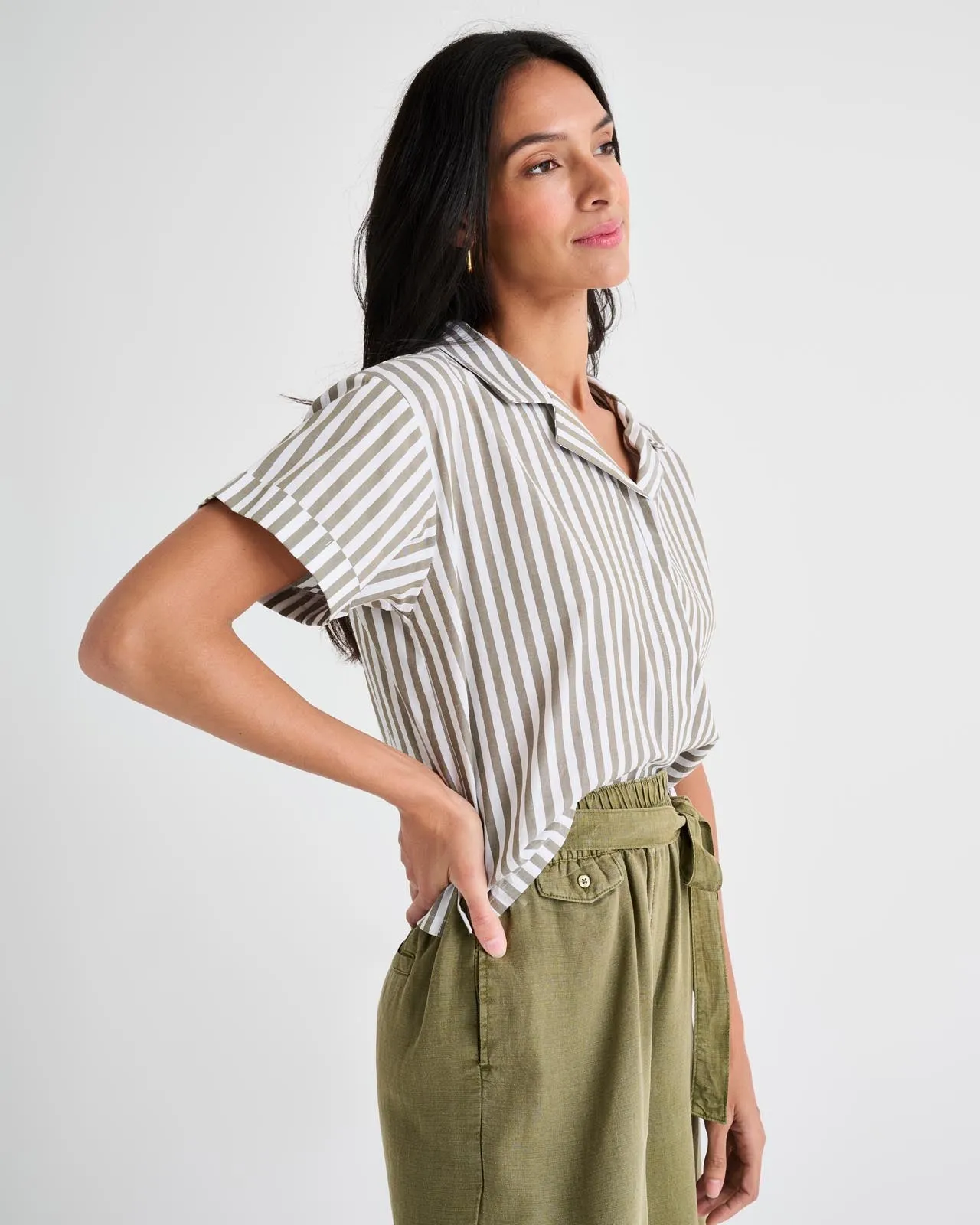 Splendid x Rachelove Short Sleeve Stripe Button Down sold by Splendid product image thumbnail 4