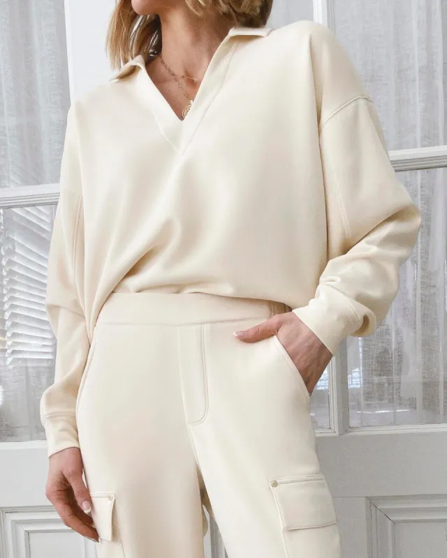 Splendid x @Cellajaneblog Scuba Polo Sweatshirt sold by Splendid